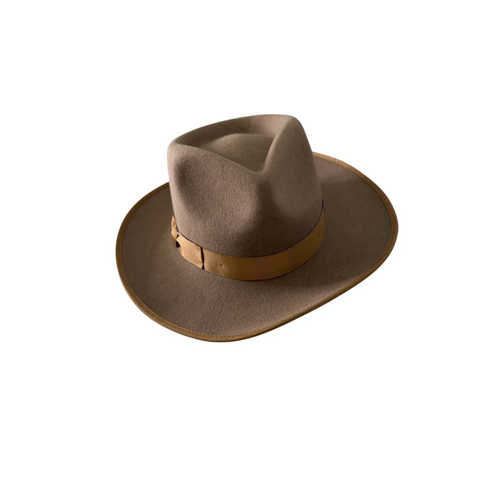 Gigi‎ Pip Monroe Rancher Tan 100% Australian Wool Felt Fedora Hat Size 53 - Picture 8 of 12